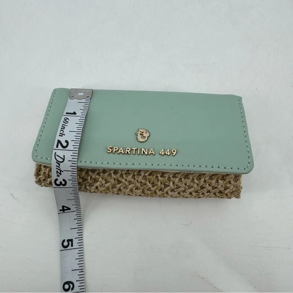 Spartina 449 Mint Leather Jute Mermaid Mirrored Cosmetic Case Keychain Tag Set